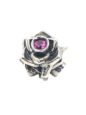 Chamilia Rose Charm Sterling Silver Pink Swarovski Crystal Flower Bead Gift